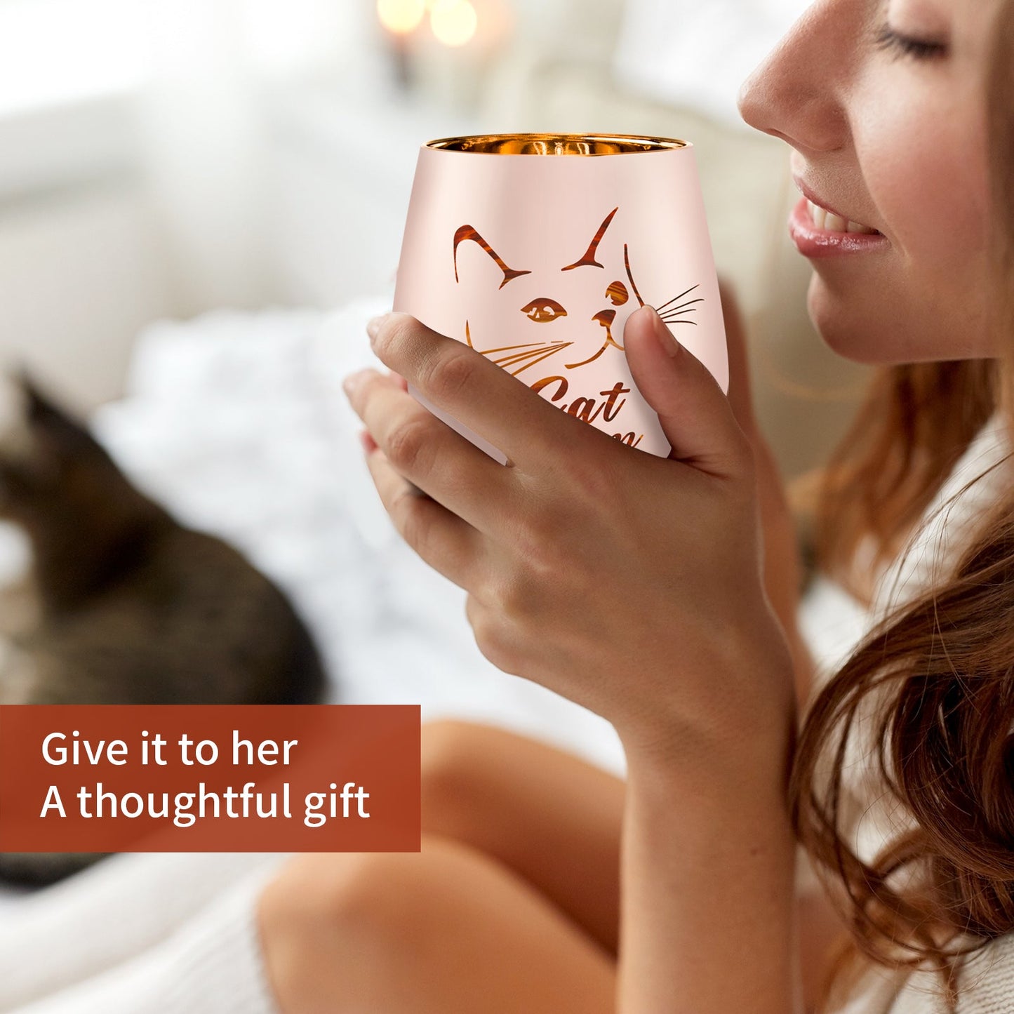 Cat Mom Gifts - Funny Cat Lover Gifts for Women - Mothers Day Birthday Gifts for Mom - Cat Gifts for Cat Lovers - Cat Wine Glasses