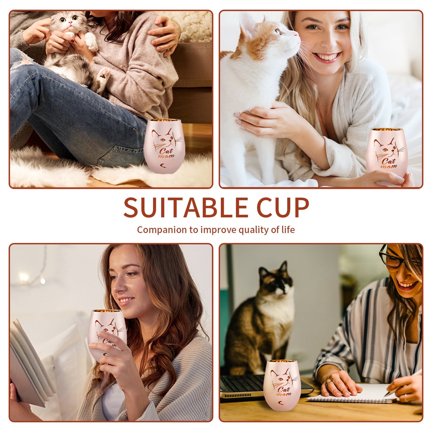 Cat Mom Gifts - Funny Cat Lover Gifts for Women - Mothers Day Birthday Gifts for Mom - Cat Gifts for Cat Lovers - Cat Wine Glasses