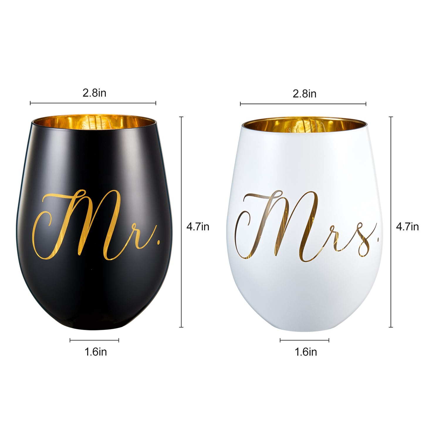Mr and Mrs Wine Glasses Gifts- Cool Engagement Gifts, Wedding Gifts For Couples, Bride and Groom, His and Hers- Bridal Shower Gifts For Bride To Be