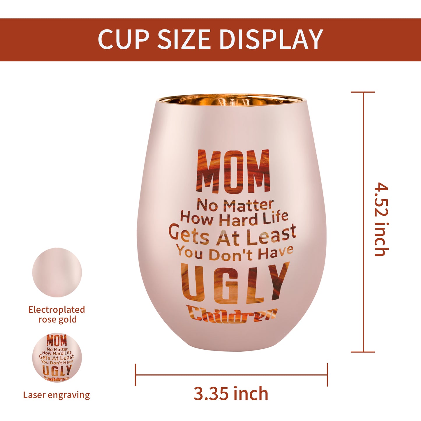 Mom Gifts From Daughters Sons - Mom Wine Glass -Mothers Day Birthday Christmas Gifts for Mom - At Least You Don’t Have Ugly Children
