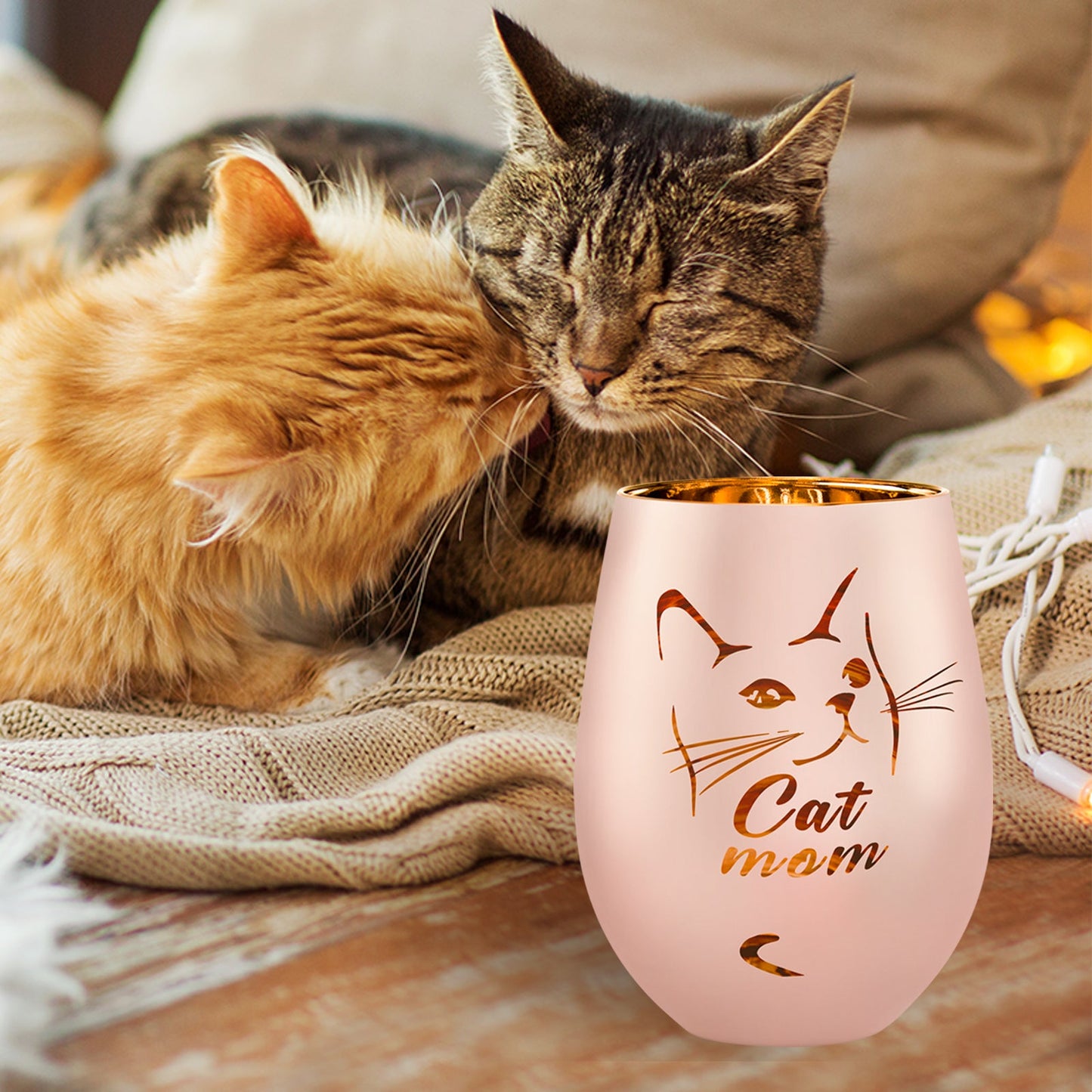 Cat Mom Gifts - Funny Cat Lover Gifts for Women - Mothers Day Birthday Gifts for Mom - Cat Gifts for Cat Lovers - Cat Wine Glasses